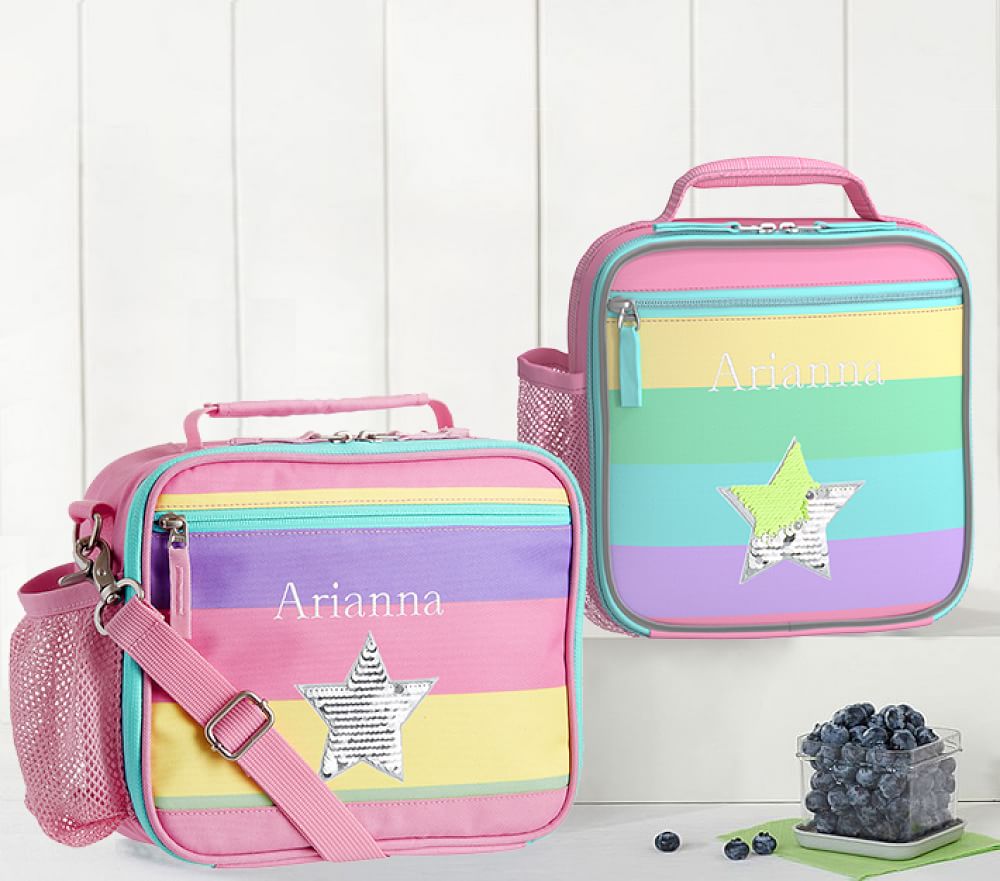Fairfax Pastel Pink Rainbow Stripe Lunch Box